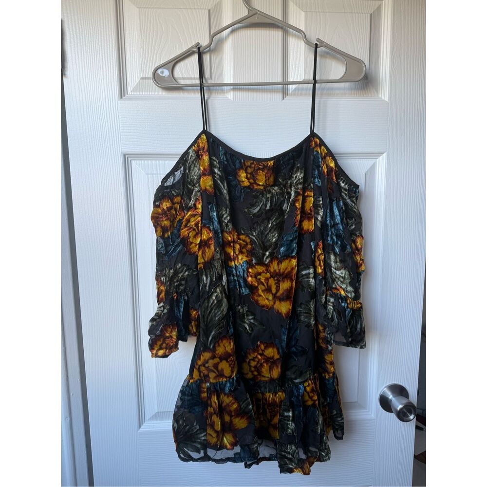 Forever 21 Dress Size Small Back Hold Blue Velvet Burnout Grunge Goth Fairy Mini